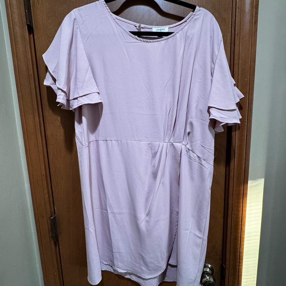 Umgee Blush Pink Dress with Ruffle Sleeves